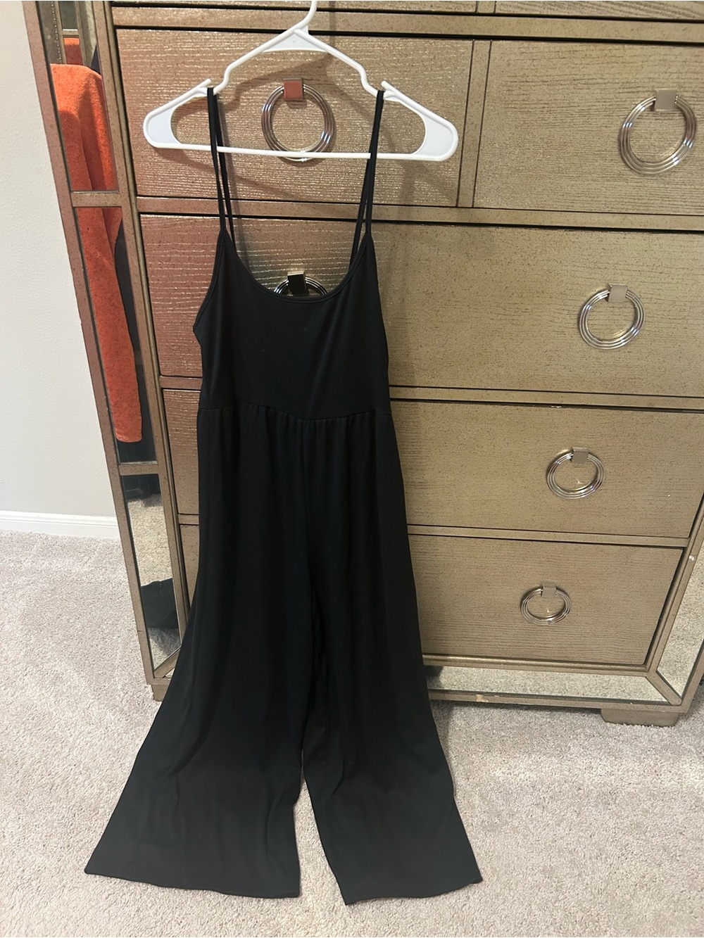 SHEIN Black Spaghetti-Strap Wide-Leg Jumpsuit